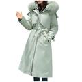 Bescita Womens Winter Jacket Warm Overcoat Slim Fur-Collar Zipper Thicker Coat Outwear