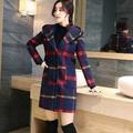 New Women Korean Winter Overcoat Coat Loose Plus Size Jacket Long Sleeve Hooded Mid-long Plaid Outwear Femme Hiver Elegant