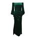 BETSY & ADAM Womens Green Bell Sleeve Off Shoulder Full-Length Evening Dress Size 4