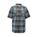 Menâ€™s Short Sleeve Cowboy Button Down Casual Plaid Pattern Western Dress Shirt (8AS183-OliveSeaBlue, 4XL)