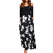 Salezone Women's Summer Cold Shoulder Floral Sundress Casual Long Maxi Dress with Pocket