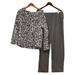 Cuddl Duds Women's Sz L Sherpa Pullover and Jersey Jogger PJ Set Gray A389421