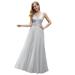 Ever-Pretty Women's Elegant Sleeveless Appliqued Tulle Maxi Formal Evening Dress 00789 Gray US4