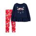 Carters Infant & Toddler Girls Blue Kitty Cat Baby Outfit Pants & Shirt Set