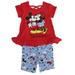 Disney Little Girls Red Minnie Mickey Print Ruffle Top 2 Pc Pant Outfit