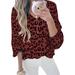 Womens Long Sleeve T Shirts Leopard Print Loose Blouse Tops V Neck Tees Pullover Top Casual Oversized Tops Shirts Pullover Leisure Tracksuit Juniors Tops