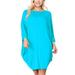 Women's Plus Size Round Neck Draped Side 3/4 Dolman Sleeves Dress Made in USA