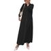 ZANZEA Women Solid Color Stand Collar Casual Muslim Loose Maxi Dress