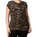 Anne Klein Womens Plus Animal-Print Draped Blouse