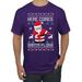 Here Comes Santa Floss Funny Dance Moves Ugly Christmas Sweater Men's Graphic T-Shirt, Purple, 5XL