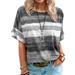 Short Sleeve Casual Tunic T-Shirts Tops For Women Tie-dye Striped Gradient printed Striped Round Neck Short-sleeved T-shirt top Summer Beach Loose Pullover Basic Tee Tops Holiday Party Baggy Tunic Top