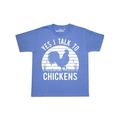 Inktastic Funny Yes, I Talk to Chickens Teen Short Sleeve T-Shirt Unisex Columbia Blue XL