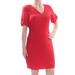 RALPH LAUREN Womens Red Roll-tab-sleeve Short Sleeve V Neck Above The Knee Evening Dress Size 6