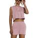 Sexy Dance Women Casual Two Piece Lounge Set Outfits Jogger Sports Suit Fitness Exercise Tracksuits Sweatsuits Jumpsuits S-XXL Pink XL(US 12-14)