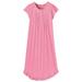 AmeriMark Women's Embroidered Knit Night Gown - Long Partial Button Front Dress