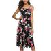 TuscomWomen's Casual O-Neck Sleeveless Summer Printing Sling Strapless Dress