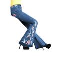 Women's Denim Casual Floral Bootcut Skinny Stretch Plus Size Pants