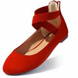 Shoe with Straps Ballerina Flat Shoe Ballet Ankle Strap Elastic Fashion Soft Shallow Slip On Low Party Shoes Single Flats Round Toe Slip-on Red,sv,11