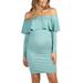 Womens Maternity Off Shoulder Ruffles Dress Pregnant Mama Photography Slim Fitted Gown Slash-Neck Long Sleeve Dresses