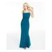 JUMP Womens Teal Solid Spaghetti Strap Square Neck Full-Length Shift Evening Dress Size 1\2