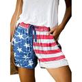Niuer Womens Pockets Shorts Drawstring Elastic Waist Shorts Summer Beach Casual Short Pants Leopard Printed Hot Pants American Flag M=UK 4-6
