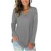 Women's Tshirts Long Sleeve Tops V Neck Loose Fit Casual Fall Clothes Plaid Shirt