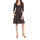 24/7 Comfort Apparel Women's Three Quarter Sleeve Fit and Flare Mini Dress