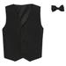 Baby Boys Black Poly Silk Vest Bowtie Special Occasion Set 3-24M