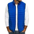 Sleeveless Jacket for Men Winter Warm Outerwear Coat Solid Color with Pockets Stand Collar Vest Waistcoat