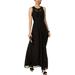 BETSY & ADAM Womens Black Caged Lace Gown Sleeveless Jewel Neck Maxi Evening Dress Size: 14