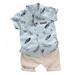 Xinhuaya Summer Baby Boy Clothes Sets Leaves Pattern T-shirt Short Sleeve Cartoon Blouse+Shorts Kids Outfits