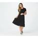 LOGO by Lori Goldstein Cotton Modal Tiered Scoop Neckline Midi Dress, Medium, Black