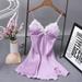 Women Lace V-neck Emulation Silk Satin Night Dress Sexy Lingerie women Home Clothes