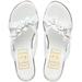 Island Slipper Women's White Leather Flower Slide Wedge Size 8 Sandals