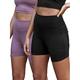 (2 Pack) Women Workout Yoga Bike Short Pocket Summer Cycling Fitness Tracksuit Bottoms Elastic Waist Running Stretch Pant Leggings