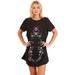 Umgee Women's Bohemian BLACK Embroidered Short Sleeve Dress or Tunic