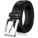 Men's Genuine Leather Dress Belt with Classic Fashion Design for Work Business and Casual (Black, 42)