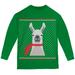 Ugly Christmas Sweater Big Llama Green Youth Long Sleeve T-Shirt - Kids Large