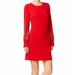 Calvin Klein Red Embellished-Sleeve Crepe Sheath Dress 4