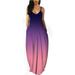 Womens Tie Dye Gradient Sleeveless Maxi Long Shift Dress Summer Casual Sundress