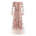 Bebiullo Women Embroidered Sequin Strawberry Cocktail Dresses Plunge Lace Up Pleated Mesh Party Midi Slim A-line Dress