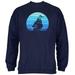 Marine Ocean Sail Boat Octopus Kraken Retro Sun Blue Mens Sweatshirt Navy X-LG