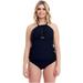 Cover Girl Swimsuit for Women Plus Size Curvy Swimwear Tankini Bathing Suit Top Only - Solid Black Size 14