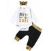 Bmnmsl Baby Girls Sets Long Sleeve Romper Top Long Pant Bow Headband