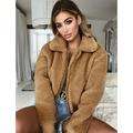Fashion Women's Faux Fur Coats Winter Solid Lapel Turn Down Collar Slim Zipper Short Cropped Jackets Warm Coat for Women