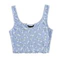Tuscom Women's Backless Vest Printed Belly Button Halter Top Summer Fitted Tank Top
