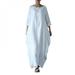 Brand Sale! Elegant Women Vintage Boho Dress Breathable Cozy O-Neck Sexy Half Sleeve Cotton Linen Loose Casual Dress White XXL