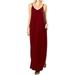 Women's Summer Camisole Loose Maxi Solid Pocket Dress Color: JR, Size: XXL