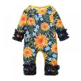 Newborn Baby Girls Rompers Floral Print Long Sleeve Bodysuit Clothes Jumpsuit Playsuit Outfit