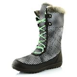 DailyShoes Warm Winter Boots Ladies Women's Comfort Round Toe Snow Boot Winter Warm Ankle Short Quilt Lace Up Boots Autumn Booties Mid High Eskimo Fur White,dot,Nylon,11, Shoelace Style Lime White
